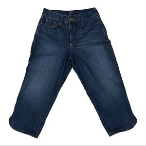 NYDJ “Ariel” Lift Tuck Cropped Curved Slit Hem Denim Jeans